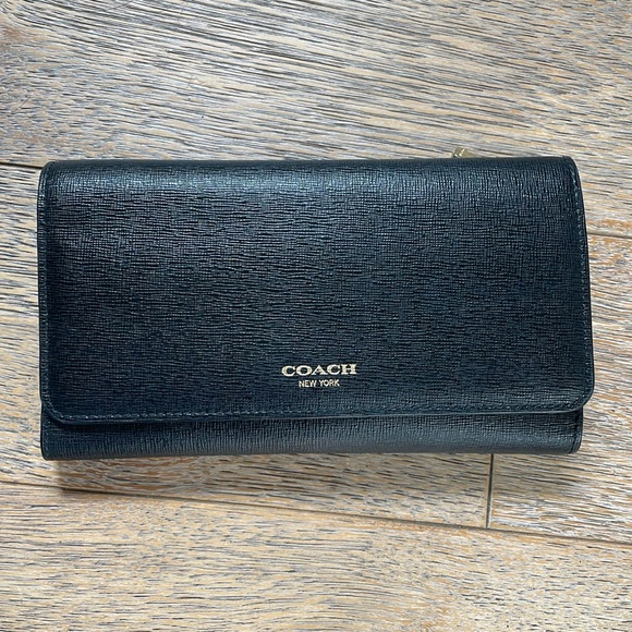 Coach Handbags - Coach Saffiano Checkbook Trifold Wallet